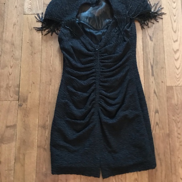 Vintage roaring 20’s black beaded fringed dress - Picture 4 of 5